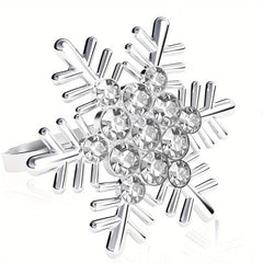 Snowflake Napkin Rings Set of 20 Polished Metal Buckles Hollow Carved Christmas