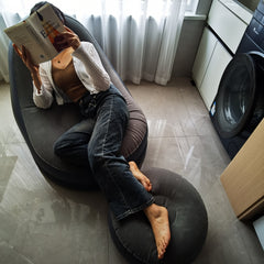 Inflatable Lounge Chair With Footstool Portable Inflatable Sofa Air Lounger