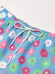 Floral Print Drawstring Beach Shorts Spring Summer Casual Wear