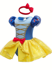 Baby Girl's Bowtie Tulle Tutu Mesh Puff Sleeve Princess Dress