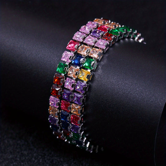 Colorful Cubic Zirconia Chain Necklace For Girls