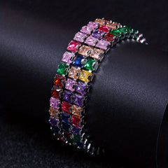 Colorful Cubic Zirconia Chain Necklace For Girls