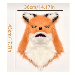 Halloween Fox Mask Headgear Movable Mouth Plush Fox Head Dress Up