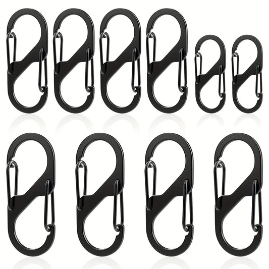 10pcs Zinc Alloy S Hook Keychain Anti lost Metal Keyring for Camping Hiking