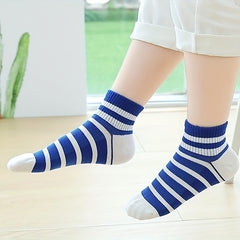 5Pairs Boys Cartoon Bear Smile Face Crew Socks for Spring Autumn Summer