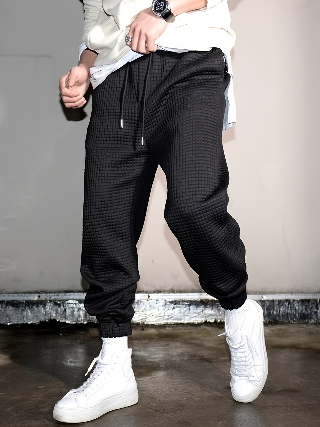 Men's Solid Sweatpants Casual Jogger Pants for Autumn Winter