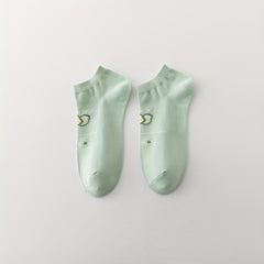 5 Pairs Fruit Print Socks & Lightweight Low Cut Ankle Socks for Women