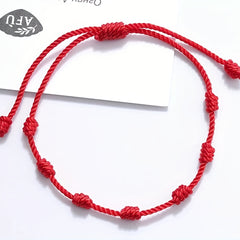 Classic 7 Knots Red Braided Rope Bracelet for Men Women Children