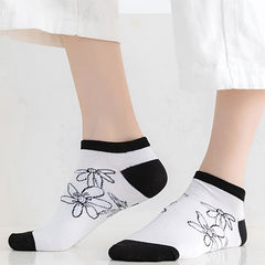 5 Pairs Floral Print Short Socks Women's Ankle Socks Stocking
