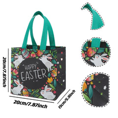 12pcs Easter Pattern Tote Bags With Handles Reusable Non Woven Bags