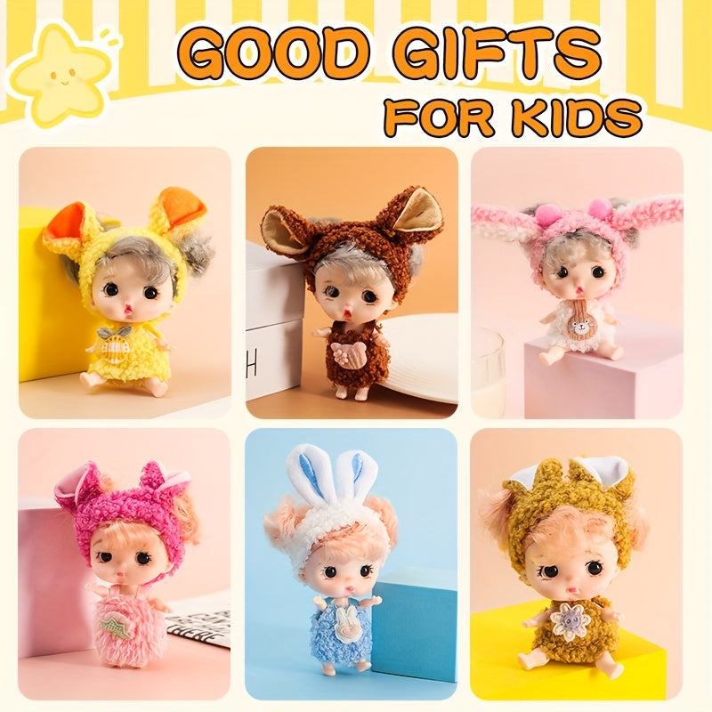 6pcs Fairy Princess Doll Set with Pajamas 3 inch Animal Doll