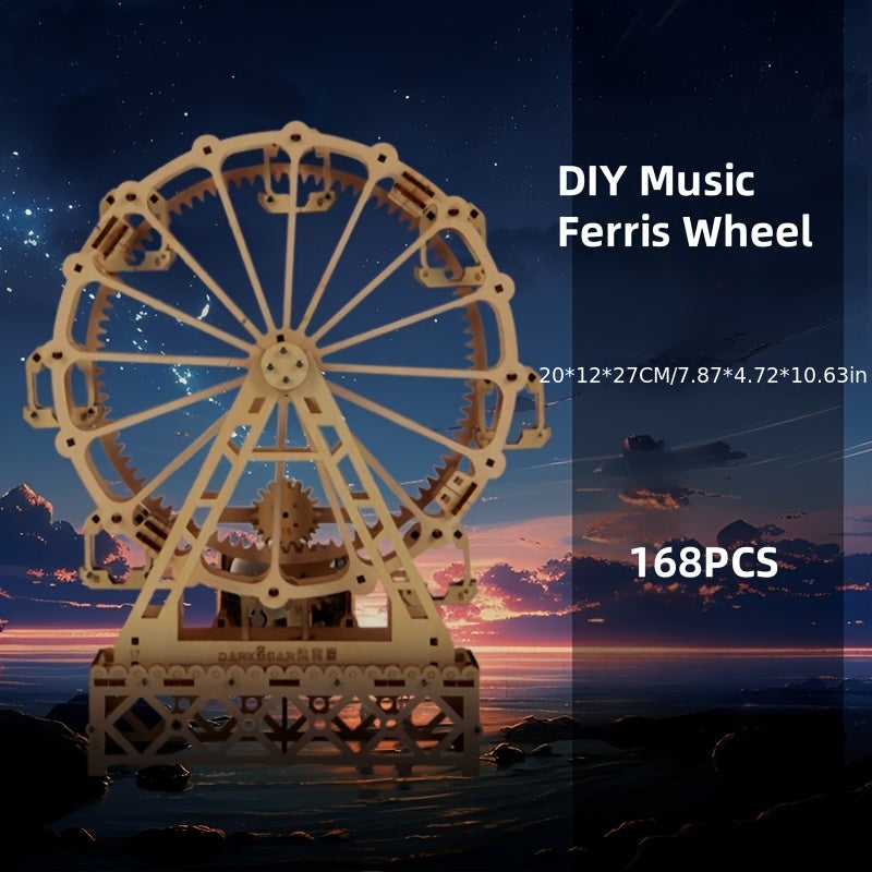 3D Wooden Ferris Wheel Music Box Puzzle - Creative Rotating Ferris Wheel