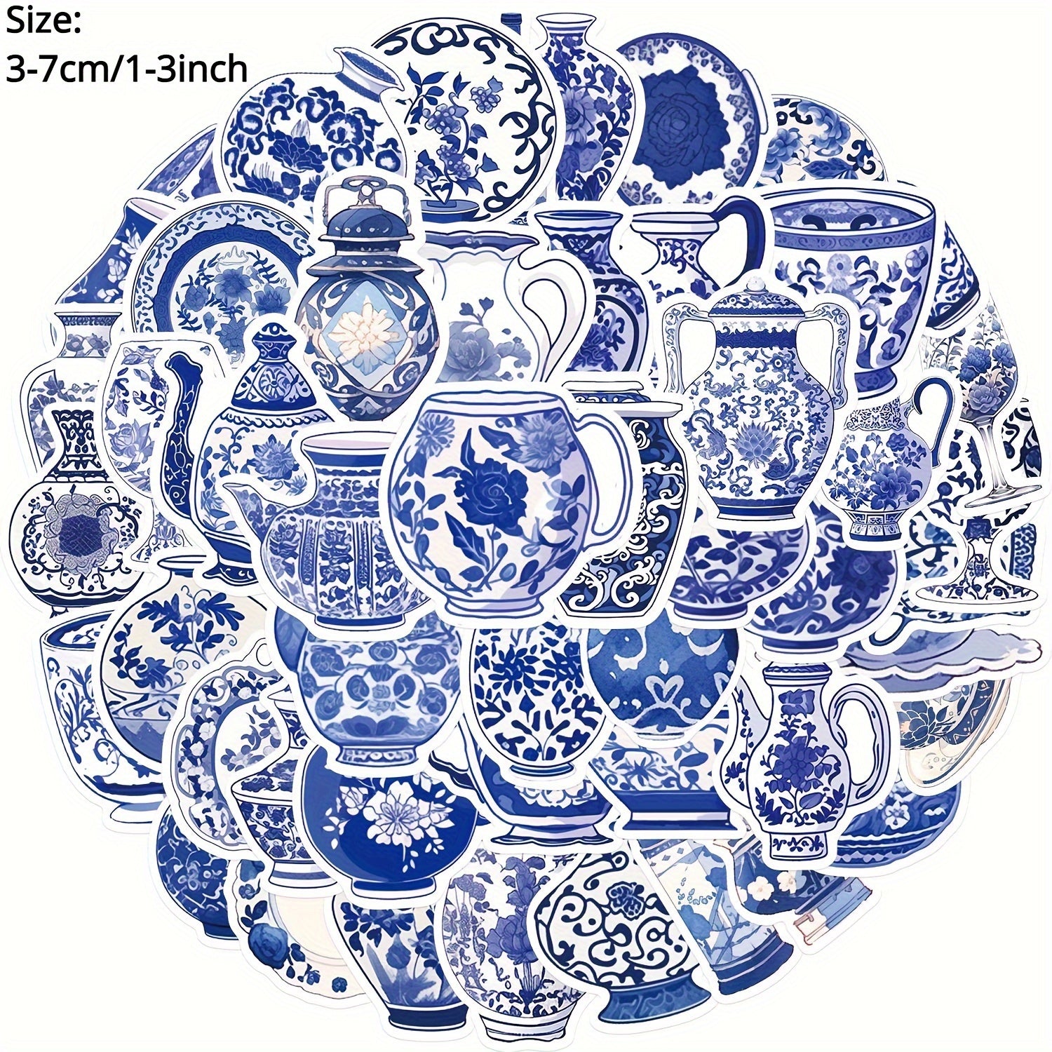 50pcs Cartoon & Porcelain Phone Case Stickers Waterproof DIY Decals
