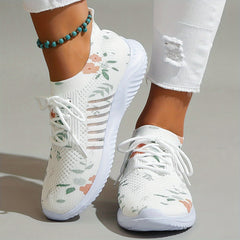 Graphic Print Mesh Breathable Woven Shoes Soft Sole Comfortable Non Slip Shoes