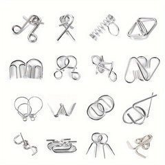 Pocket Wire Puzzle Set 32 Pieces Brain Test Chain Unlock Interlocking Game Ring