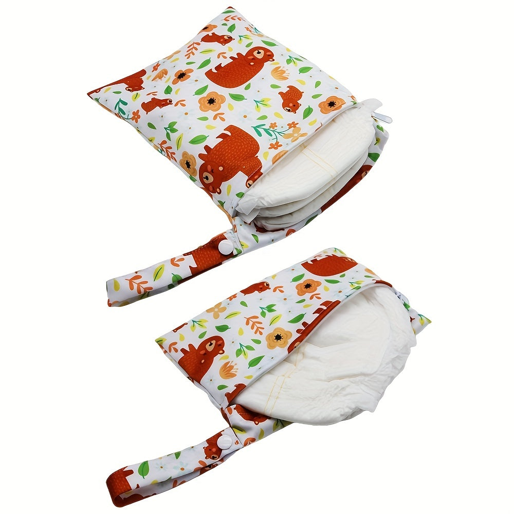 2pcs Bear Print Wet Bags for Organization