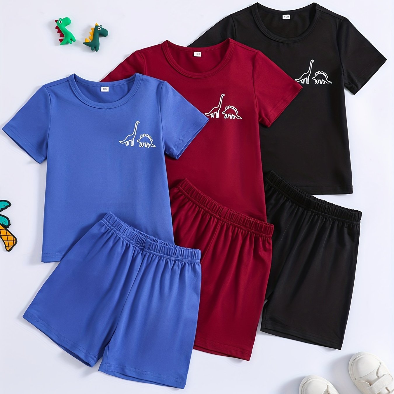 Boys Dinosaur Graphic Print Short Sleeve T-shirt & Shorts Set
