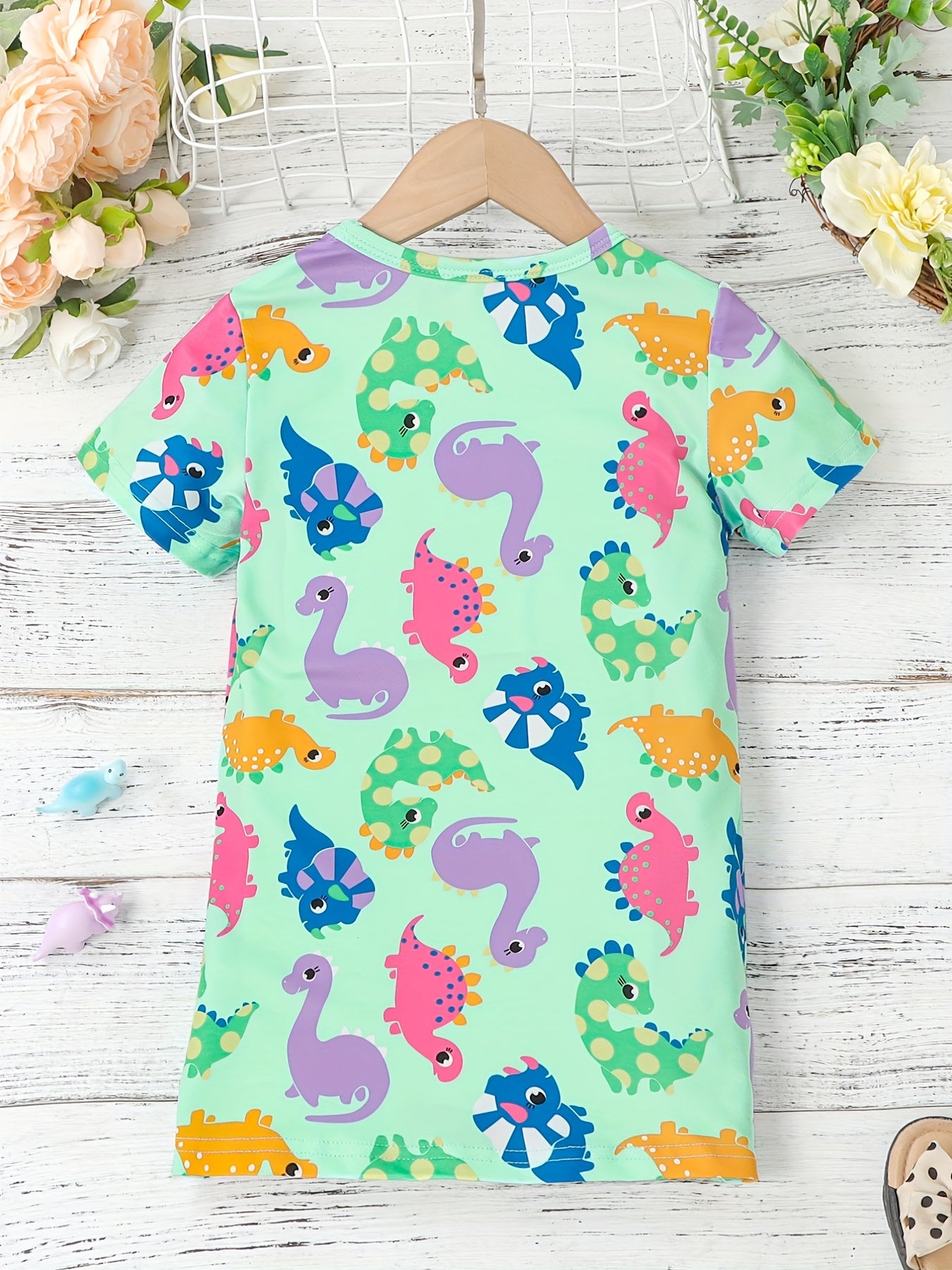 Toddler Girls Dinosaur Graphic T shirt Dress Party Kids Summer Clothes