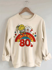 80s Cartoon Print Sweatshirt Long Sleeve Crew Neck Casual Sweatshirt