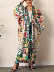Boho Kimono Women's Plus Tribal Print Long Sleeve
