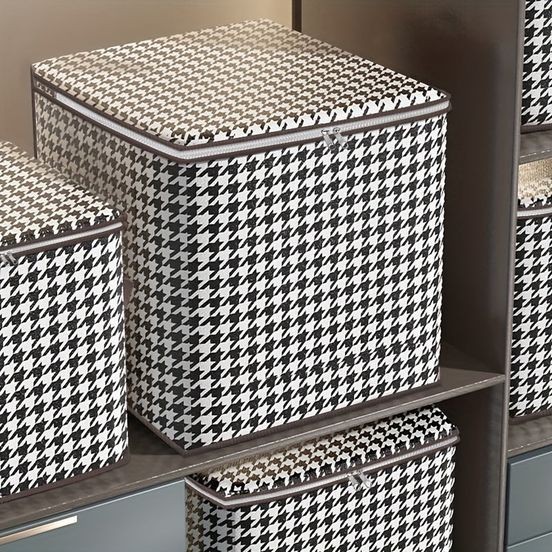 Houndstooth Blanket Storage Bag Zipper Comforter Organizer Large Quilts