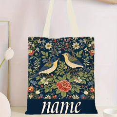 Personalized Floral & Bird Tote Bag for Her