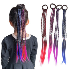 4pcs Kids Girls Multicolor Wigs Ponytail Headbands Hair Accessories