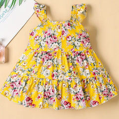 Baby Girl Cotton Princess Dress Sleeveless Ruffle Sleeve Puff Dress