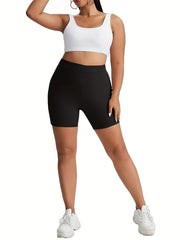 Women's Plus Solid High Rise High Stretch Biker Shorts