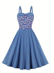 Colorblock Floral Print Maxi Cami Dress