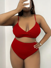 Ribbed Wrap Top & High Rise Panty Bikini Set