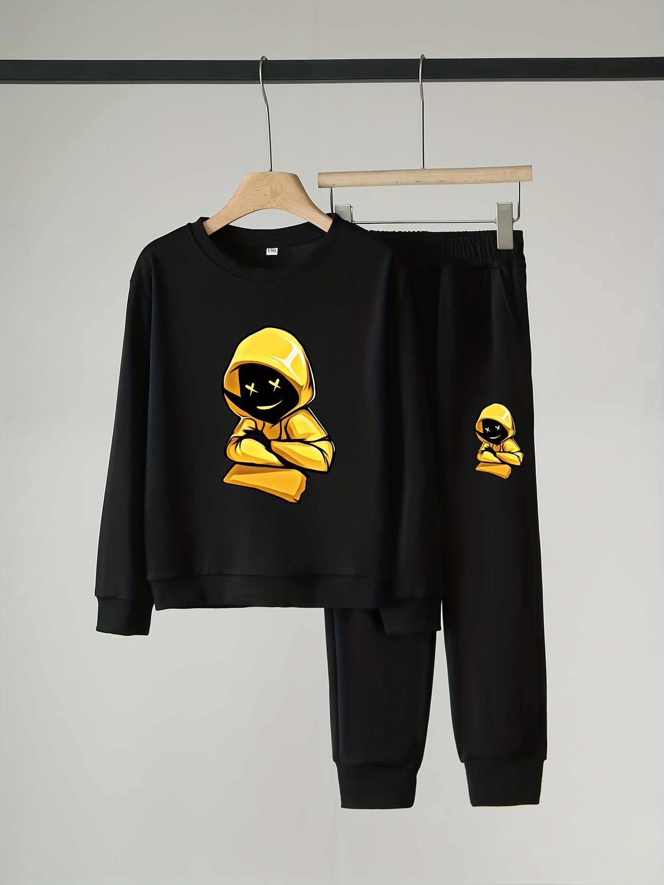 Boy's 2pcs Cartoon Yellow Hoodie & Sweatpants Set