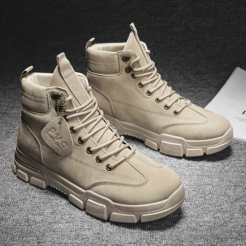 Men's Rugged Construction Service Boots Casual Lace up Walking Shoes