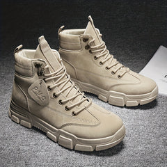 Men's Rugged Construction Service Boots Casual Lace up Walking Shoes