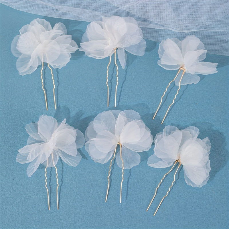 Girls Fairy Silk Flower Hairpin U Shape Tassel Hairpin