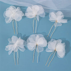 Girls Fairy Silk Flower Hairpin U Shape Tassel Hairpin