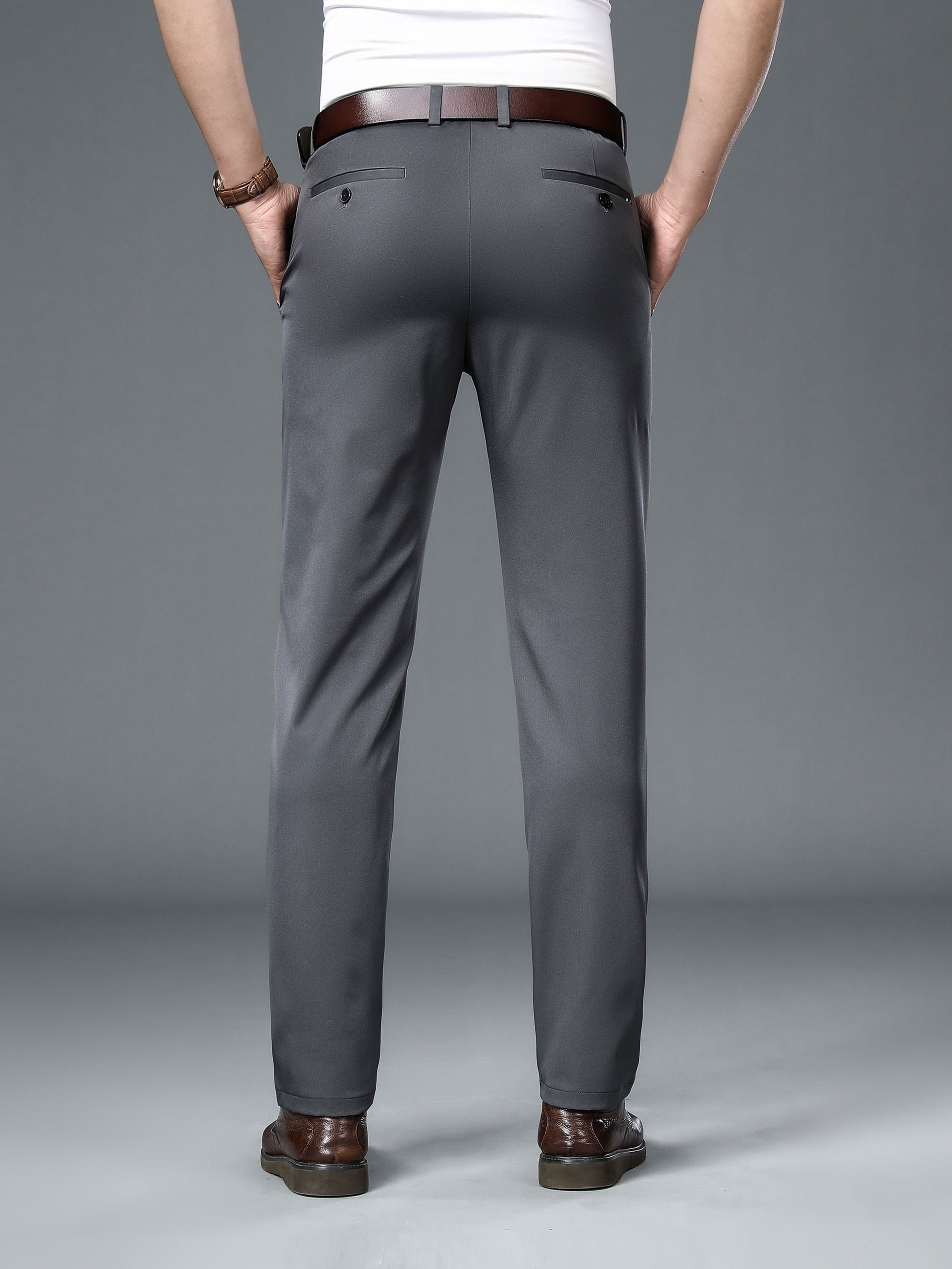 Men's Summer Dress Pants Classic Straight Leg Business Formal