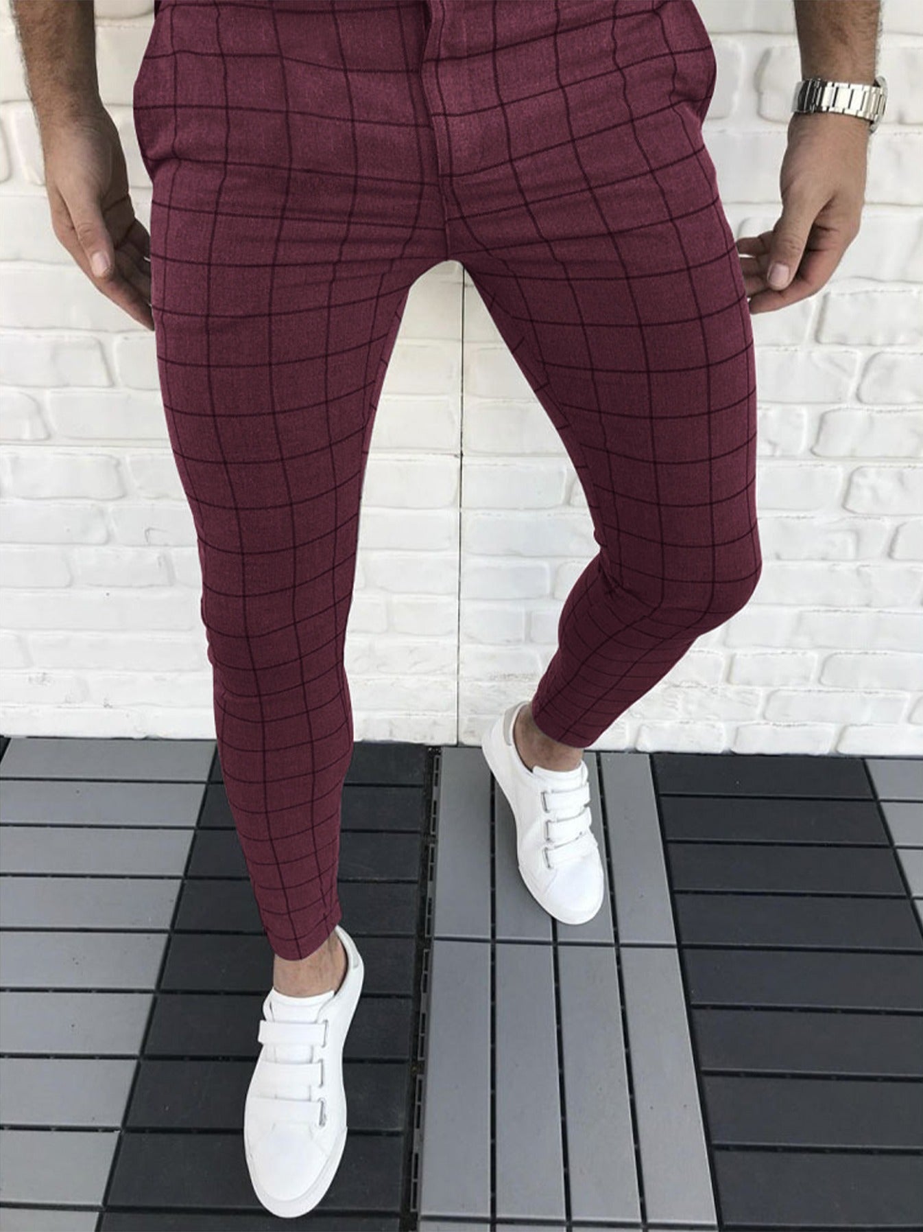 Men's Checkered Slim Fit Pants