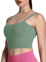 Solid Split Strap Twist Backless Crop Cami Top