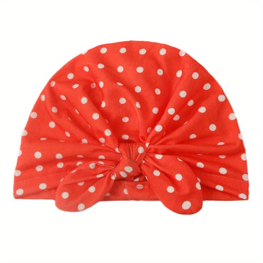 Polka Dot Rabbit Ears Baby Headscarf Hat for Daily Wear