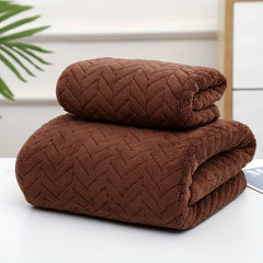Soft Coral Fleece Towels Set for Home Bathroom