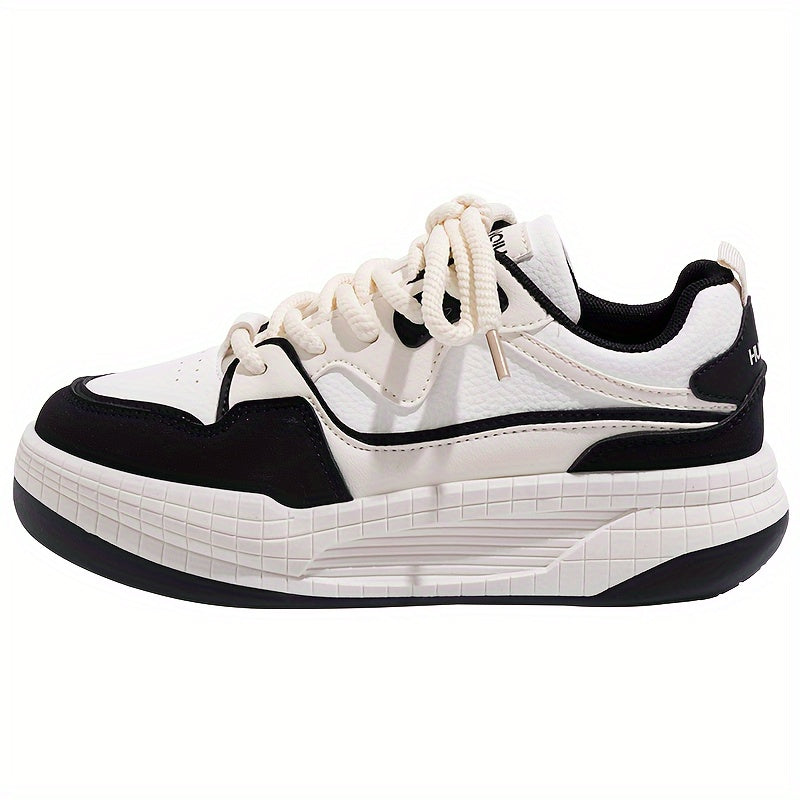 HUANQIU Lace-up Height Increase Skate Shoes Non-slip Casual Sneakers