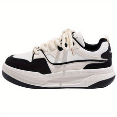 HUANQIU Lace-up Height Increase Skate Shoes Non-slip Casual Sneakers