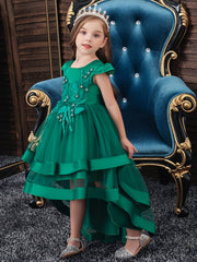 Sleeveless Princess Dress Ruffles Beads Flowers Embroidery Tulle Tutu