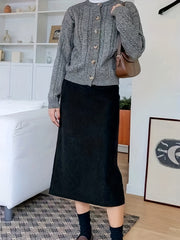 Casual Cardigan Women Solid Button Long Sleeve Round Neck Knit