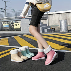 Stylish Mid-Calf Rain Boots Waterproof Warm Rain Shoes