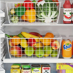 2pcs Metal Wire Baskets for Pantry Organization with Handle
