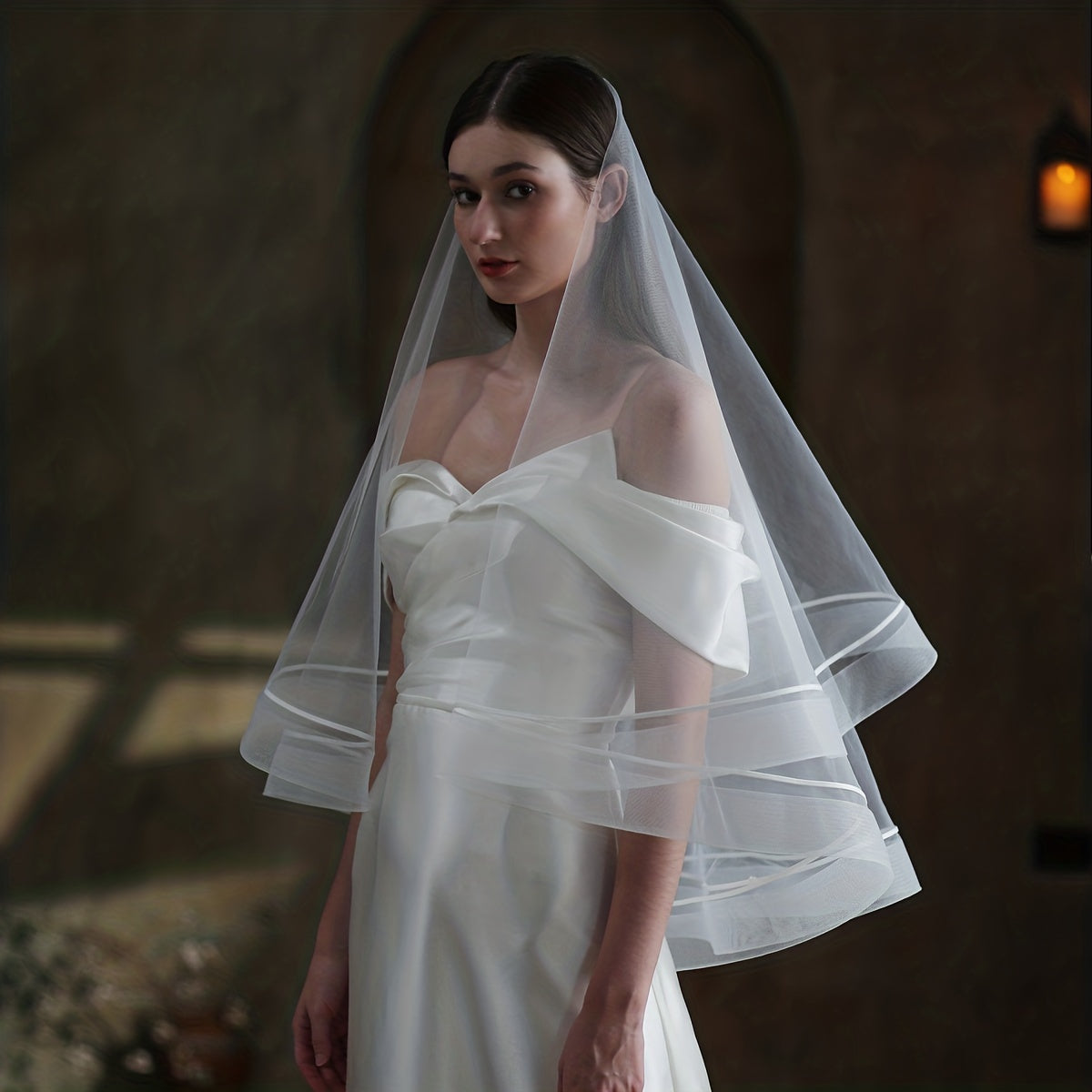 Double Layer Head Veil With Comb Bridal Hair Accessory