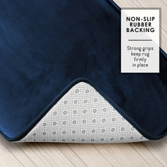 3pc Navy Bathmat Set Non Slip Bathroom Rug Cozy U Shape Mat Toilet Lid Cover Pad
