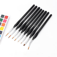 10pcs Triangle Rod Hook Line Pen 8 Detail Brushes with Elbow Outlining Pens